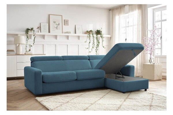 Divano angolare blu allungabile (con composizione variabile) Monaco – Bobochic Paris
