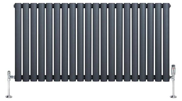 Radiatore di design - 600x1200 mm - Forma ovale - Grigio antracite opaco