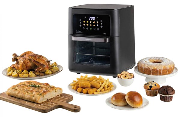 Ariete Friggitrice ad Aria Capacit 12 Litri Potenza 1800 Watt con Timer e Termostato Regolabile colore Nero - 00C464100AR0 Air Fryer Oven + Grill