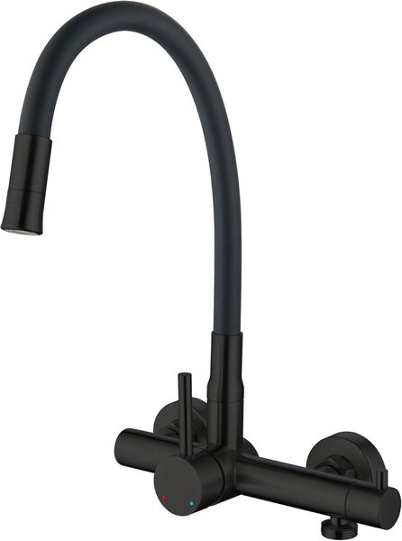 Rubinetto da cucina da montare a parete, attacco da 3/4 di pollice, girevole a 360°, con 2 modalità di spruzzo, adatto per lavastoviglie e