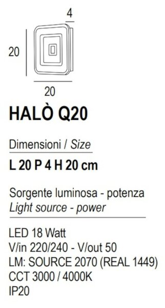 Plafoniera moderna promoingross halo q20 full led cct 20x20 marmo metallo metacrilato - Promoingross