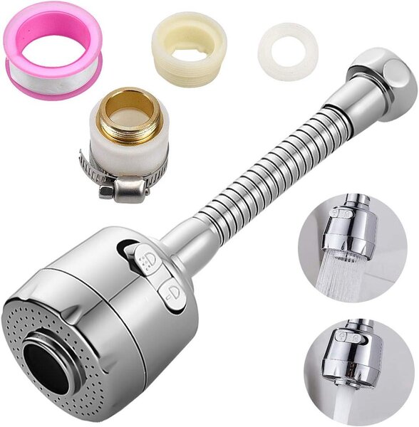 Rubinetto da cucina con bocchetta girevole a 360°, filtro dell'acqua, 16,5 cm, per la cucina