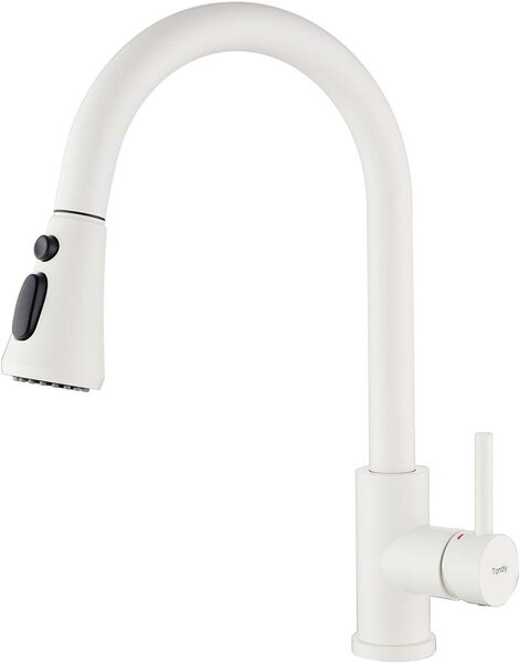 Miscelatore da cucina, girevole a 360°, color crema, con 3 tipi di getto, per uso in cucina
