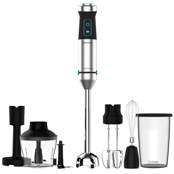 Cecotec Frullatore ad Immersione Minipimer Potenza 1500 Watt Lama in Titanio colore Acciaio Inox - 04274 Power TitanBlack 1500 XL PerfectCream&Crush