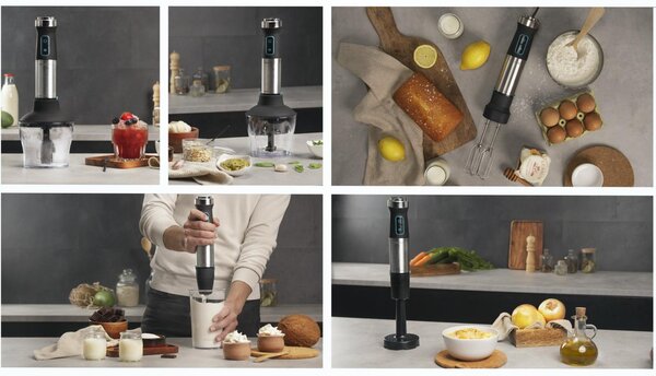 Cecotec Frullatore ad Immersione Minipimer Potenza 1500 Watt Lama in Titanio colore Acciaio Inox - 04274 Power TitanBlack 1500 XL PerfectCream&Crush