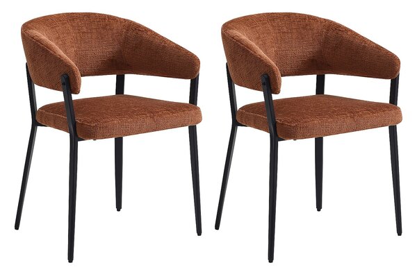 Sedia con braccioli in Tessuto e Metallo Nero Terracotta - Lotto di 2 - AVRELA