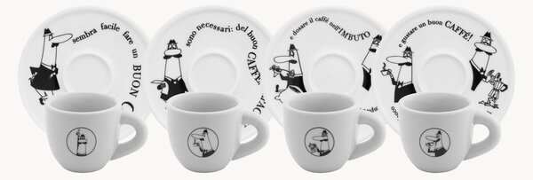 Set di 4 tazzine da caffè in porcellana Carosello