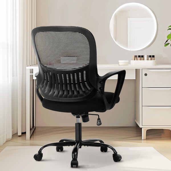 Sedia da ufficio ergonomica con supporto lombare, rivestita in mesh, con rotelle, braccioli regolabili, ideale per l'uso domestico
