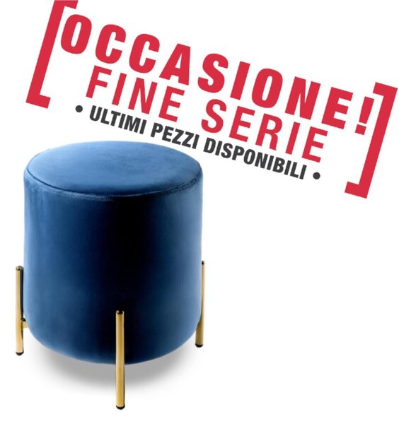 POUFF In Velluto con piedini dorati design Cilindrico Dimensioni 36x h41 cm piedini dorati colore Blu