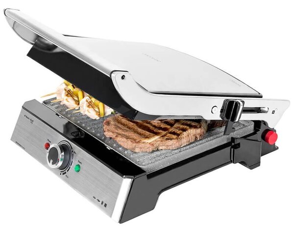 Cecotec Griglia Elettrica Grill Antiaderente Potenza 2000 Watt con Termostato Regolabile colore Nero/Acciaio Inox - 03026 RocknGrill Pro