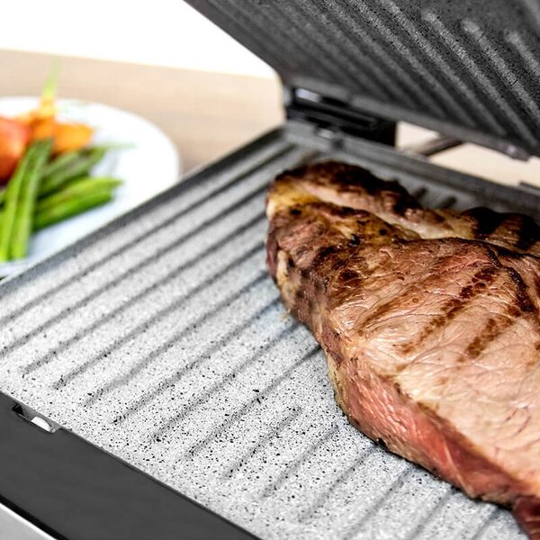 Cecotec Griglia Elettrica Grill Antiaderente Potenza 2000 Watt con Termostato Regolabile colore Nero/Acciaio Inox - 03026 RocknGrill Pro