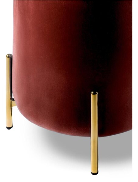 POUFF In Velluto con piedini dorati design Cilindrico Dimensioni 36x h41 cm piedini dorati colore Rosso