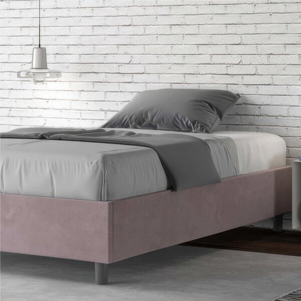 Letto Matrimoniale alla Francese AZELIA Con Contenitore, In Microfibra Dimensioni 140x200 cm giroletto imbottito in Microfibra colore Glicine