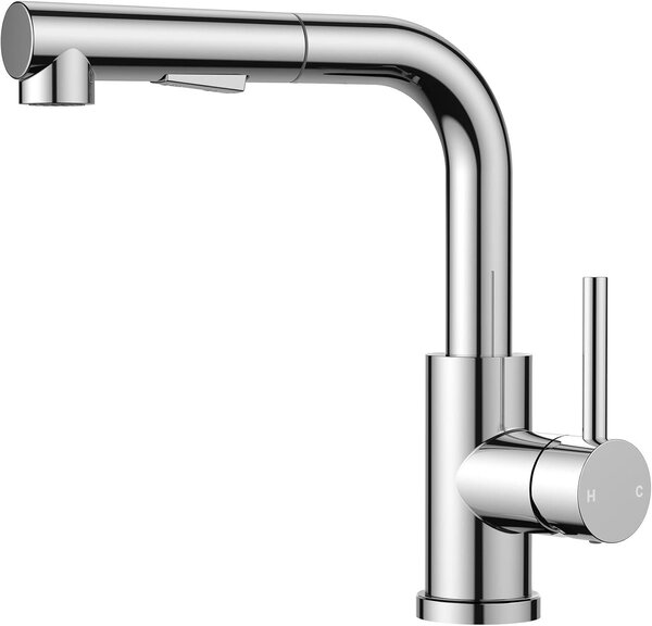 Miscelatore da cucina a forma di "U", con doccetta estraibile, 2 getti, rotazione a 360°, 210 mm, ideale per cucine moderne