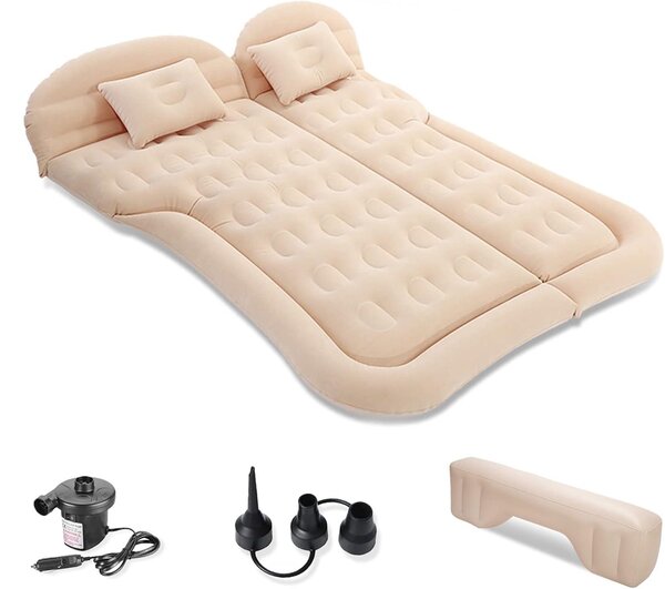 Materasso gonfiabile beige per SUV, pieghevole, antiscivolo e resistente alle perdite, ideale per il campeggio