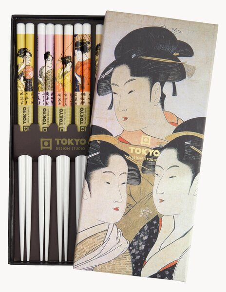 Set di 5 paia di bacchette in bambù Geisha