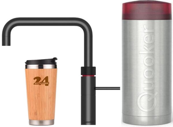 "Miscelatore QUOOKER FUSION Square COMBI+ B Black & 100°C (22+FSBLK)" Miscelatore per lavello con funzione di acqua bollente a 100°C Inclusa tazza termica