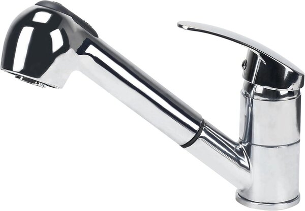 Miscelatore da cucina con doccetta estraibile, regolabile in altezza, colore nero, realizzato in alluminio, per uso in cucina