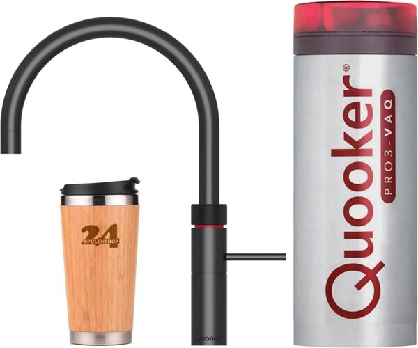 "Rubinetto QUOOKER FUSION Round VAQ PRO3 Black & 100°C (3FRBLK)" (2 pezzi) Miscelatore per lavello con funzione di acqua bollente a 100°C *Inclusa la tazza termica