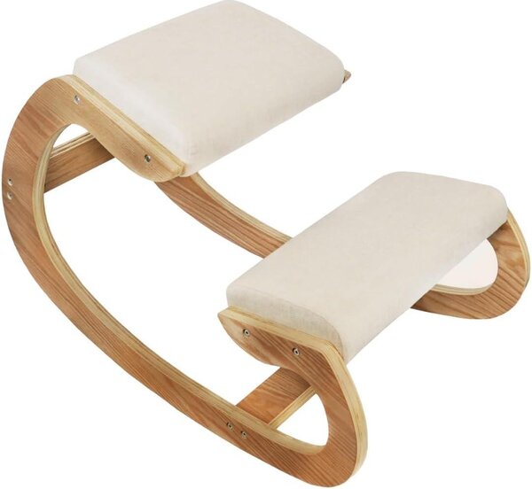 Sedia ergonomica per le gambe in legno di quercia bianca, con cuscino in lino da 8 cm, ideale per la casa e l'ufficio