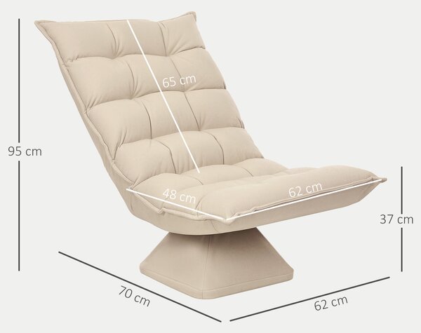 HOMCOM Poltrona Relax Girevole 360° con Schienale Regolabile in 5 Posizioni in Tessuto Effetto lino, Beige | Aosom Italy