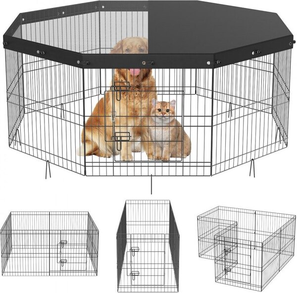 Box per cuccioli da 8 pezzi - Pista per cuccioli alta 609,6 cm - Box per animali con copertura in tessuto Oxford 600D - Box per cani in Q235 - Recinto per cani per animali di piccola e media taglia