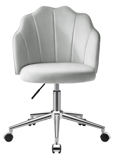 Sedia girevole per tavolo da trucco, con rotelle, regolabile in altezza, rivestita in tessuto bouclé, colore grigio, ideale per la camera da letto