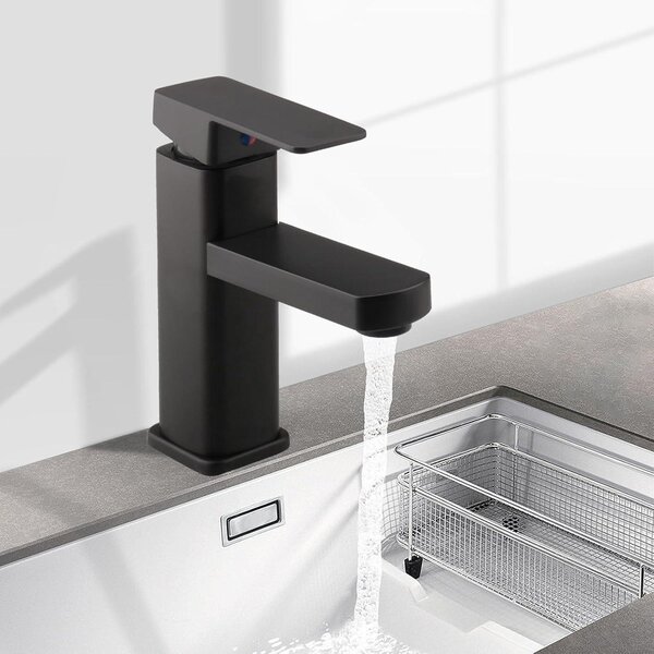 Miscelatore monocomando per lavabo, nero, per acqua calda e fredda, rubinetto da bagno, confezione da 1 pezzo