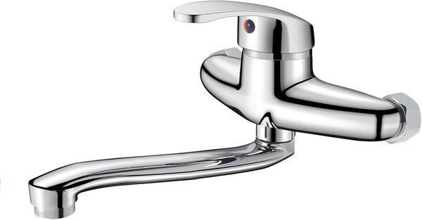 Miscelatore da cucina a parete, 25 cm, girevole a 360 gradi, cromato, per cucina