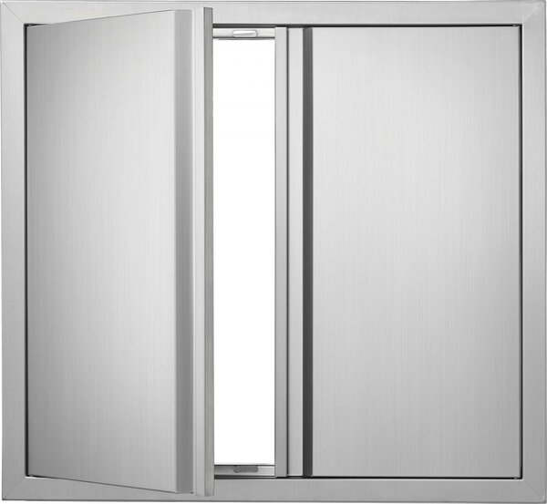 Porta barbecue in acciaio inox 660x610 mm - Doppia porta verticale per cucina esterna - Incasso - Maniglie a scomparsa - per isola barbecue e mobile esterno