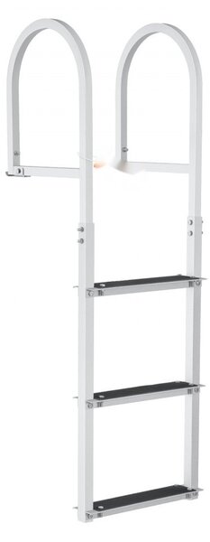 Scaletta 3 gradini estraibili per barche/laghi/piscine - portata 227 kg - scaletta per barche a pontone - lega di alluminio - gradini larghi 8 cm - tappetino in gomma antiscivolo