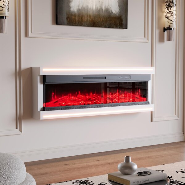 Camino elettrico da parete, colore bianco, 1500 W, altezza 161 cm