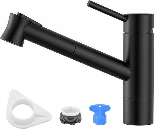 Miscelatori da cucina con doccetta estraibile, girevoli a 120°, colore nero, con 2 tipi di getto, adatti per cucina e bagno