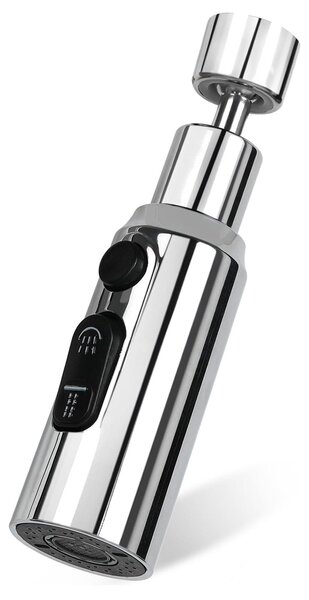 Rubinetto da cucina con bocchetta girevole a 360°, 3 funzioni, colore argento, adatto per cucina e bagno