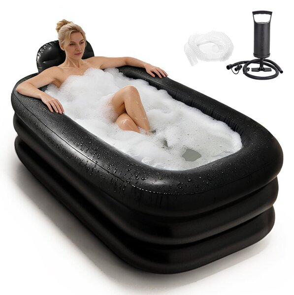 Vasca da bagno gonfiabile, portatile, completa di pompa ad aria, per adulti, per una persona, ideale per il relax