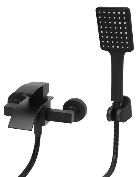 Rubinetto per doccia a cascata, colore nero - Attacco da 1/2" - Acciaio inossidabile - Cartuccia in Vetroceramica - Adatto per bagno e doccia