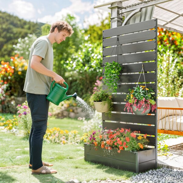 Outsunny Fioriera rialzata con graticcio 64 L in composito legno-plastica e alluminio | Aosom Italy
