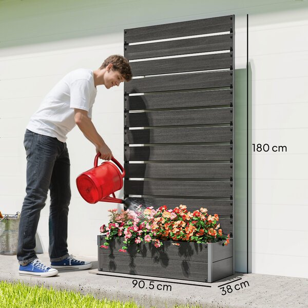 Outsunny Fioriera rialzata con graticcio 64 L in composito legno-plastica e alluminio | Aosom Italy