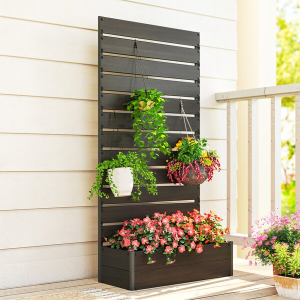 Outsunny Fioriera rialzata con graticcio 64 L in composito legno-plastica e alluminio | Aosom Italy