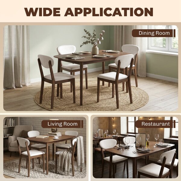HOMCOM Set tavolo da pranzo con 4 sedie imbottite per 4 persone, Crema | Aosom Italy