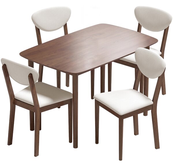HOMCOM Set tavolo da pranzo con 4 sedie imbottite per 4 persone, Crema | Aosom Italy