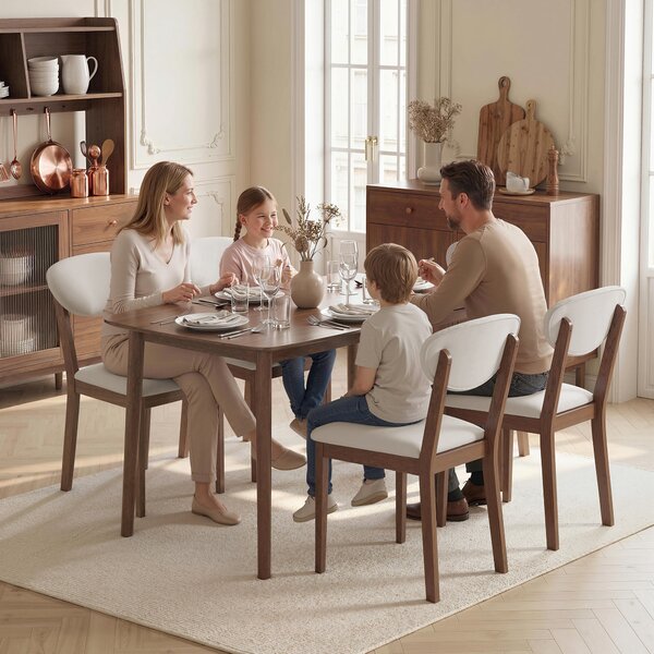 HOMCOM Set tavolo da pranzo con 4 sedie imbottite per 4 persone, Crema | Aosom Italy