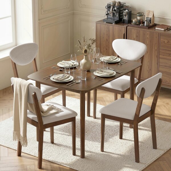 HOMCOM Set tavolo da pranzo con 4 sedie imbottite per 4 persone, Crema | Aosom Italy