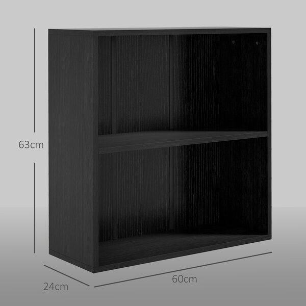 HOMCOM Libreria con 2 scomparti e ripiano regolabile, 60x24x63 cm, Nero | Aosom Italy