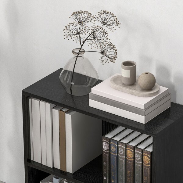 HOMCOM Libreria con 2 scomparti e ripiano regolabile, 60x24x63 cm, Nero | Aosom Italy