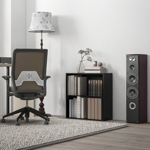 HOMCOM Libreria con 2 scomparti e ripiano regolabile, 60x24x63 cm, Nero | Aosom Italy