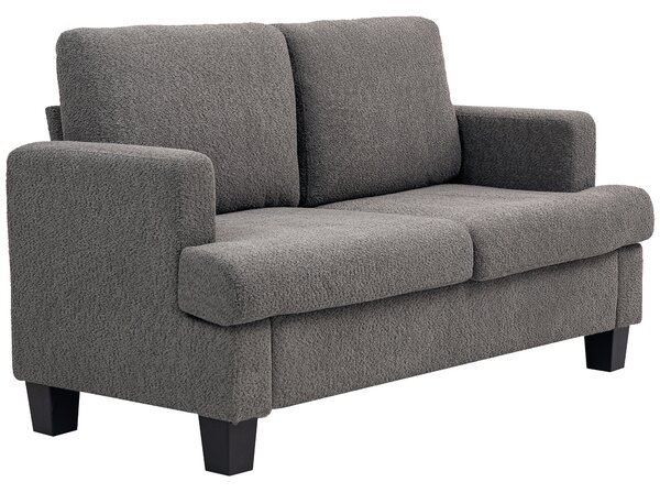 HOMCOM Divano 2 posti in ciniglia con cuscini sfoderabili, 133x70x80 cm, Grigio scuro | Aosom Italy