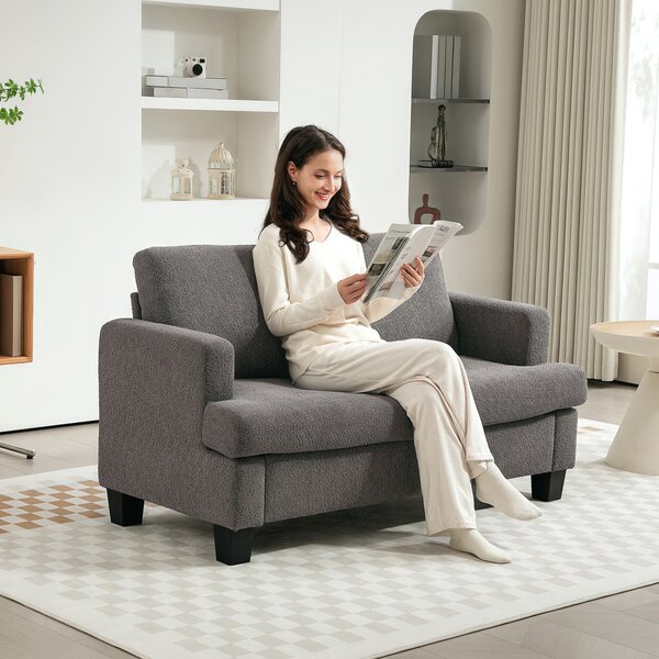 HOMCOM Divano 2 posti in ciniglia con cuscini sfoderabili, 133x70x80 cm, Grigio scuro | Aosom Italy