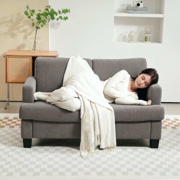 HOMCOM Divano 2 posti in ciniglia con cuscini sfoderabili, 133x70x80 cm, Grigio scuro | Aosom Italy