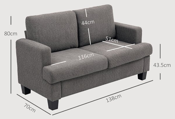 HOMCOM Divano 2 posti in ciniglia con cuscini sfoderabili, 133x70x80 cm, Grigio scuro | Aosom Italy